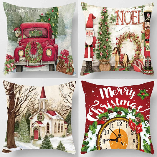 Christmas Themed Pillowcases Car Accessories Office Santa Claus Living Room Sofa Home Pillowcases