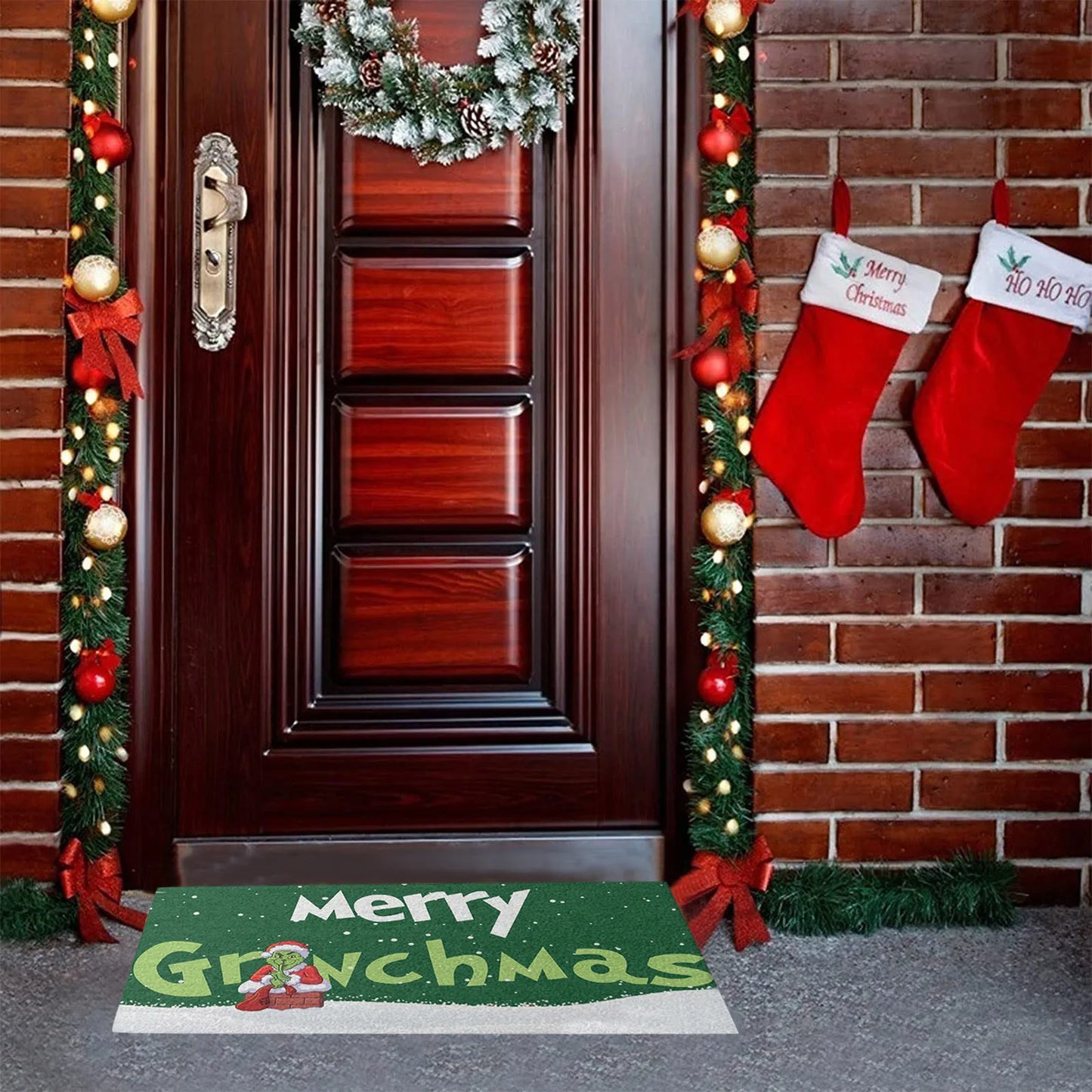 Xmas Welcome Christmas Mat Non-Slip And Washable Doormat Decoration Door Mat Entrance Rugs 40x60 cm/15.7x23.6 inches