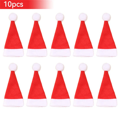 Christmas Hats 5/10Pcs Mini Lollipop Santa Claus Hats Bottle Cap Christmas Decorations For Home Dinner Party Table Candy Holder