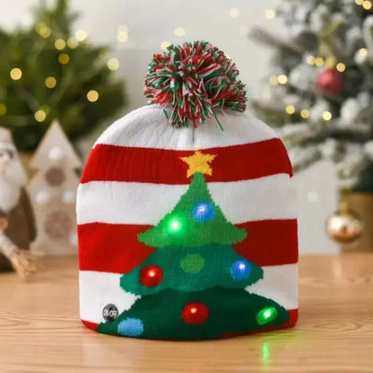 Christmas Hat Year Xmas Party Decor Creative Flashing Led Light Snowman Winter Warm Color Knitted Cap Christmas Gift Christmas