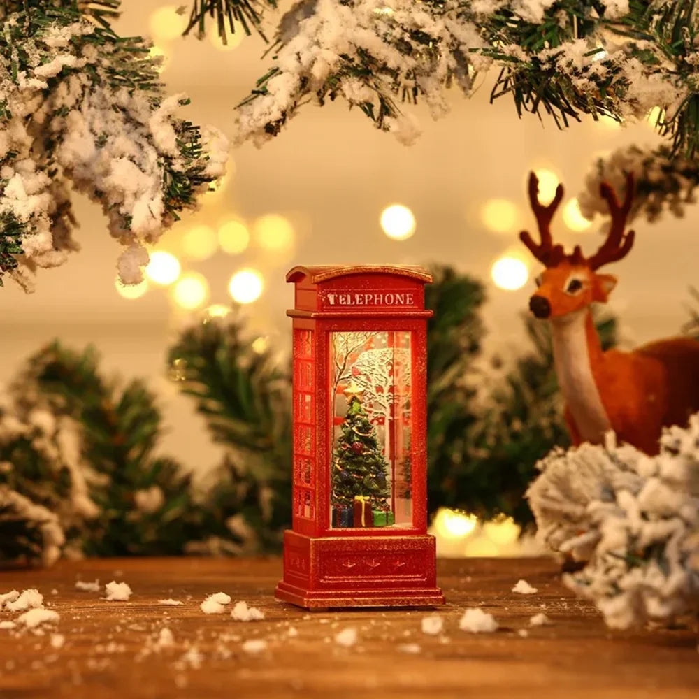 Christmas Phone Booth Light Christmas Tree Ornaments Home Decoration Xmas Gifts Lights