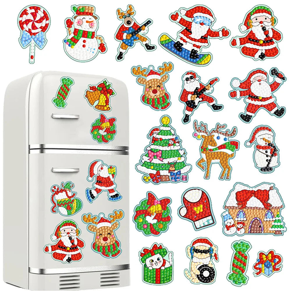 24Pcs Vintage Diamond Painting Keychains Double Sided Diamond Key Chain Kit DIY Diamond Art Vintage Santa Claus Reindeer Snowman