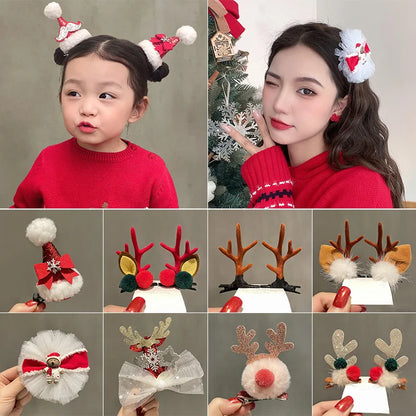 Christmas Hair Clips Girls Cute Deer Ear Party Headbands Xmas Hair Clips Hairpin Antlers Festive Headdresses Gifts Navidad Decor