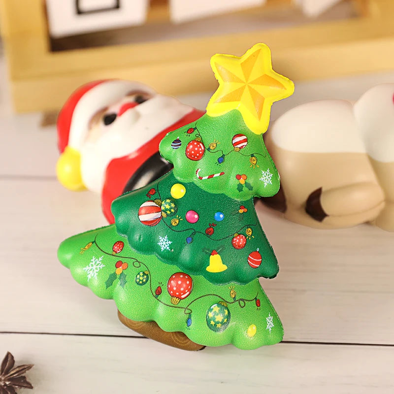 Christmas PU Squishy Anti Stress Reliever Toy Santa Claus Reindeer Snowman Sensory Slow Rebound Doll 2024 Xmas Party Decor Favor