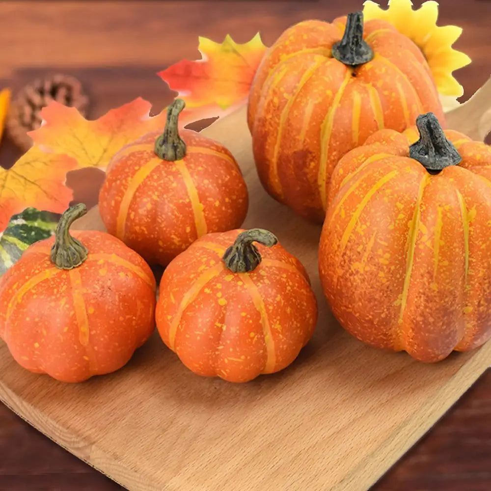 Thanksgiving Artificial Pumpkins Sets Assorted Big and Small Pumpkins Fake Pumpkins Farmhouse Fall Harvest Table Halloween Decor