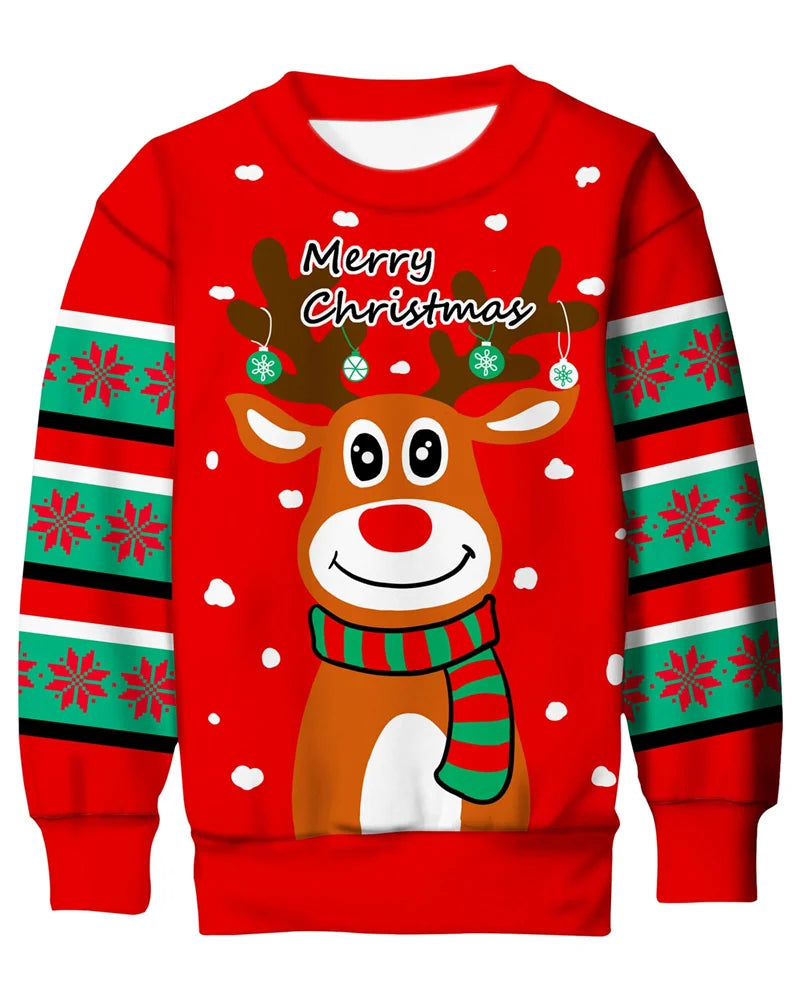 Vintage 3D Print Funny Christmas Ornaments Sweatshirts Reindeer Xmas Graphic Ugly Christmas Sweatshirts Mens Round Neck Hoodies