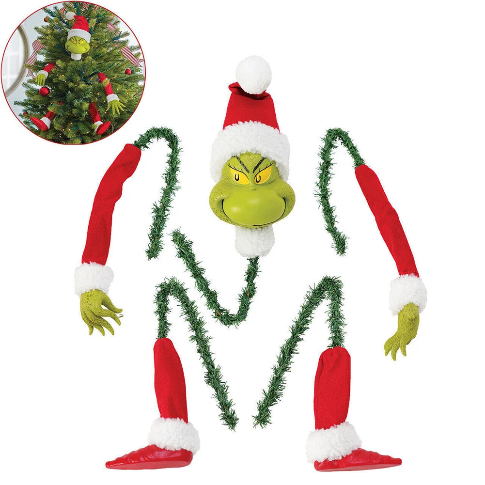 5PCS Arm Leg Head Ornaments Holder Head/Arms and Leg Grinch Stole Stuffed Stuck Topper Garland Ornament Xmas Elf Body Tree Decor