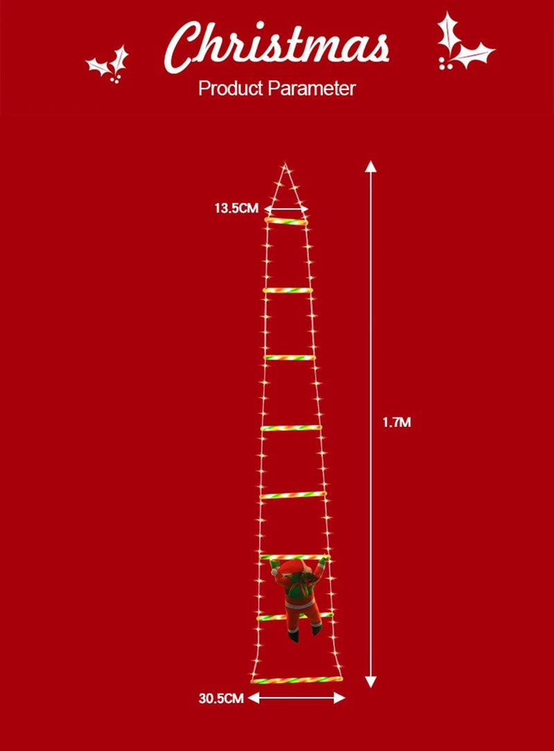 LED Christmas Decorations Fairy lamp LED Ladder Lamp with Climbing Santa Claus Home Outdoor Christmas Light New Year Ornaments s