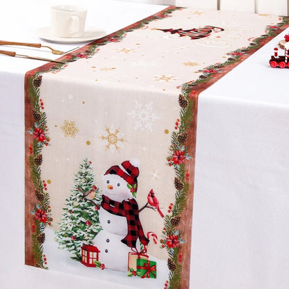 Santa Claus Christmas Table Runner Christmas Decorations For Home 2024 Xmas Table Flag Navidad Noel Gifts New Year Tablecloth