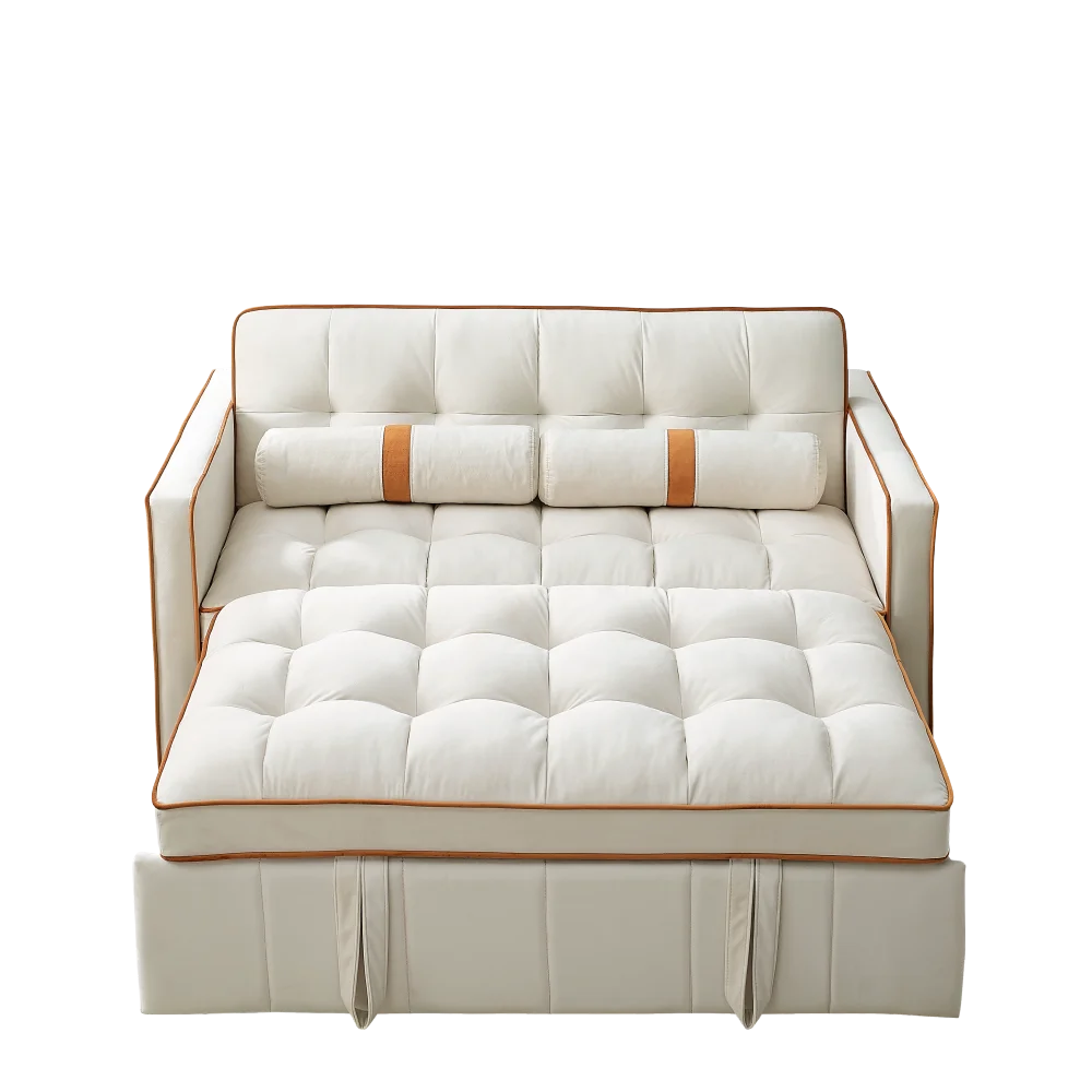 Modern Sofa Bed 2 Seater Loveseats Sofa Couch with side pockets, Adjsutable Backrest and Lumbar Pillows for Office Living Room