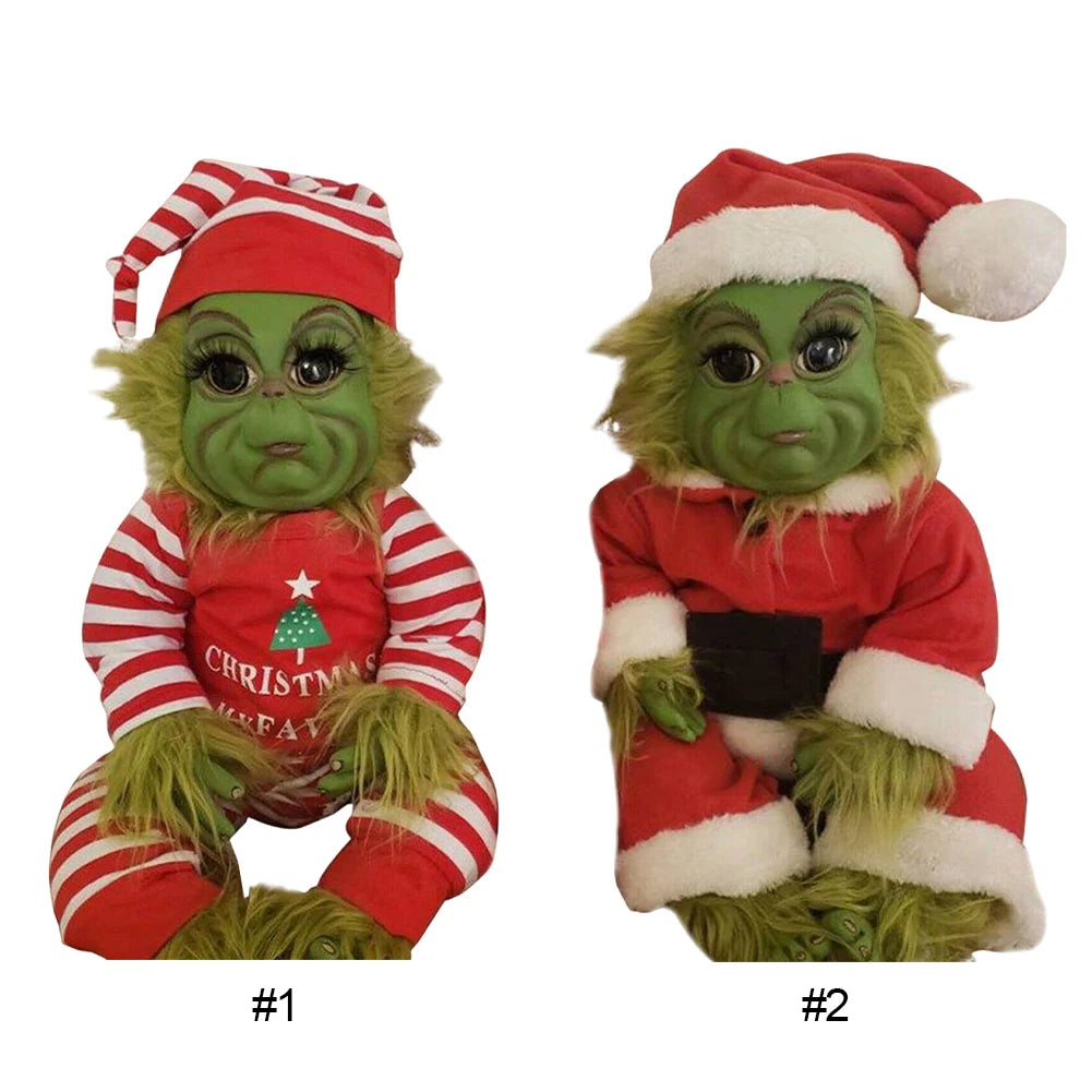 Stuffed Plush Toys Silicone Green Monster Doll Soft Christmas Decorations Plush Toy Green Hair Monster Plush Toy Xmas Kids Gifts