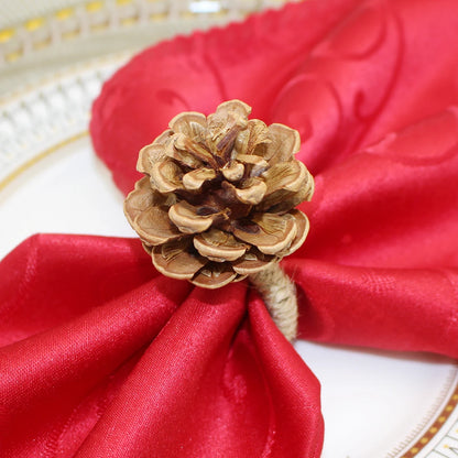 24Pcs Pine Cones Napkin Rings Christmas Handmade Napkin Holder for Thanksgiving Christmas Wedding Party Family Gathering Decor