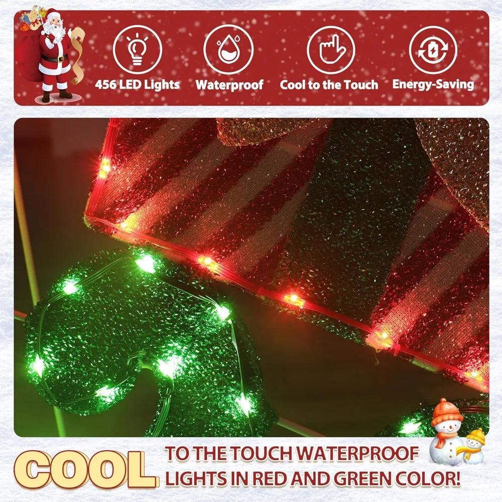 6FT Lighted Outdoor Christmas Decorations, Holiday Merry Christmas Sign with 456 LED Lights, 5-Meter Power Cord,