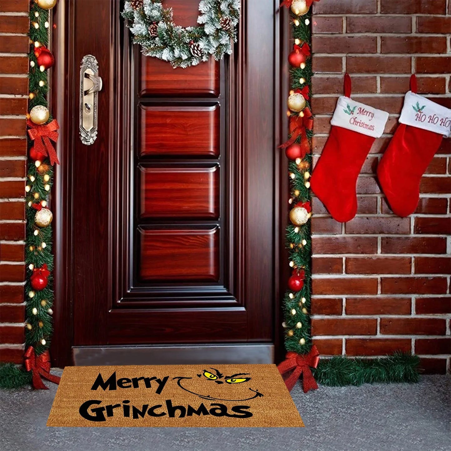 Xmas Welcome Christmas Mat Non-Slip And Washable Doormat Decoration Door Mat Entrance Rugs 40x60 cm/15.7x23.6 inches