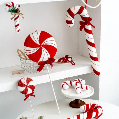 Christmas Large Candy Canes Christmas Tree Lollipop Decoration Ornaments White and Red Decorative for Home Party Decor Xmas Gift