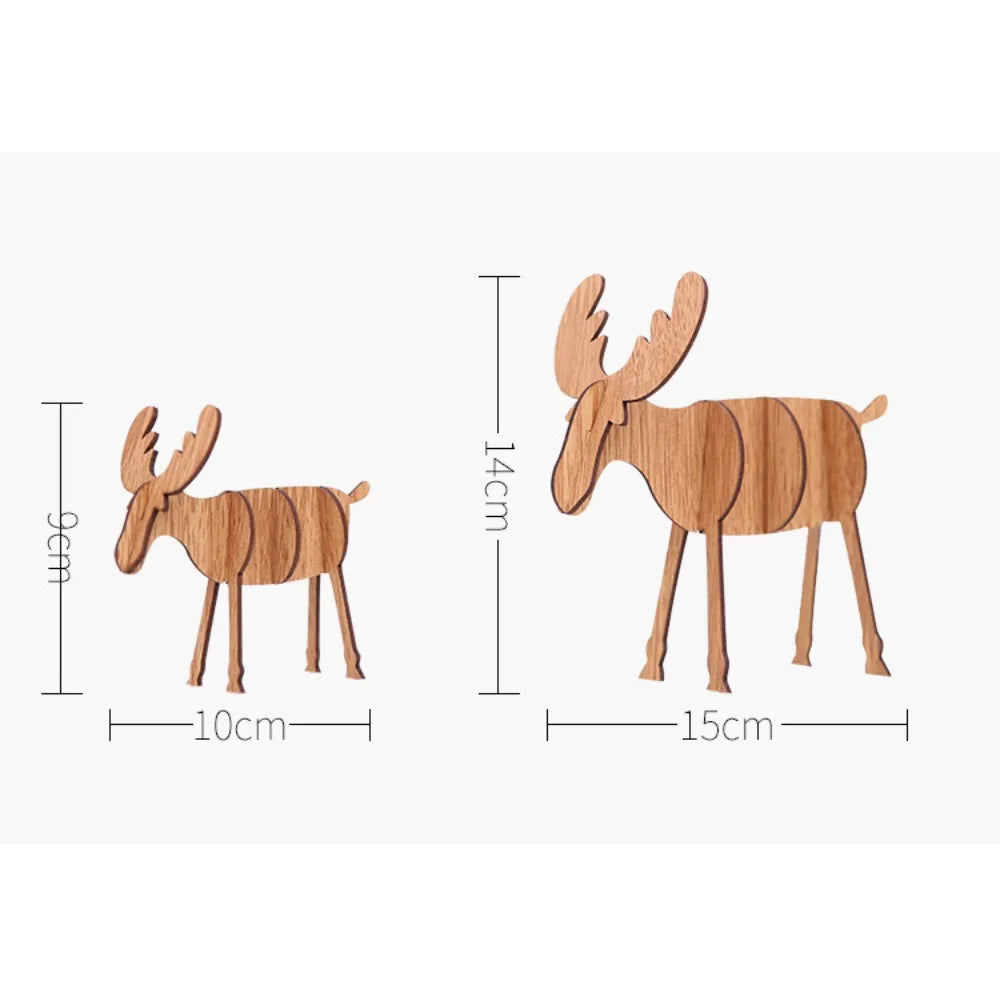 1/4Pcs Christmas DIY Wooden Deer Pendant/Assembling Decorations Wooden Pendants Kid Gift Two size Elk Desktop Decoration Noel