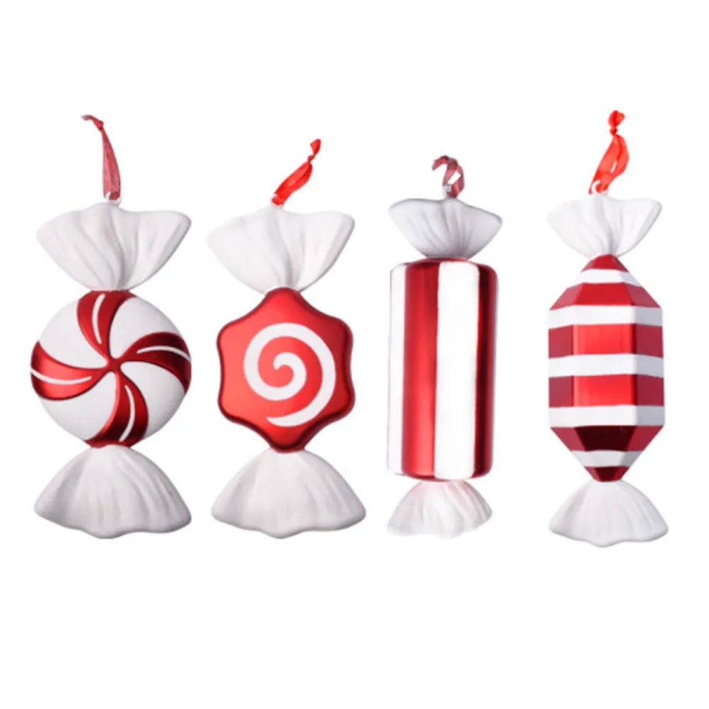 Christmas Large Candy Canes Christmas Tree Lollipop Decoration Ornaments White and Red Decorative for Home Party Decor Xmas Gift