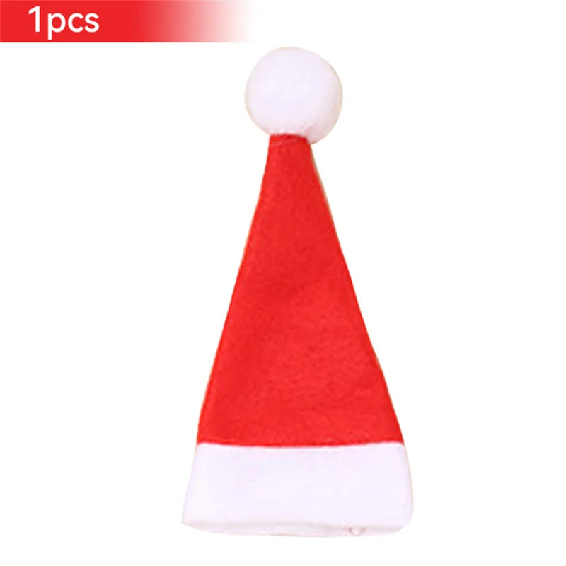 Christmas Hats 5/10Pcs Mini Lollipop Santa Claus Hats Bottle Cap Christmas Decorations For Home Dinner Party Table Candy Holder