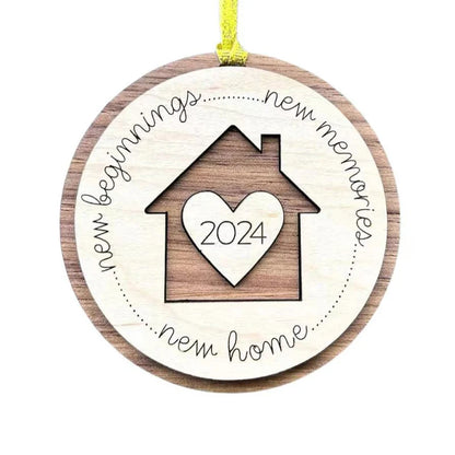 YOMDID Home Ornament 2024 First Christmas Ornament Wooden Housewarming Gifts For New House Wedding Gifts With House Is Wrapped