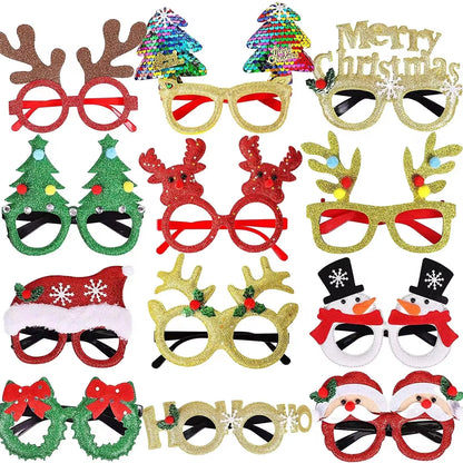 2024 Adult And Kids Christmas Xmas Decor New Year Gift Santa Snowman Glasses Christmas Glasses Frame Christmas Decorations