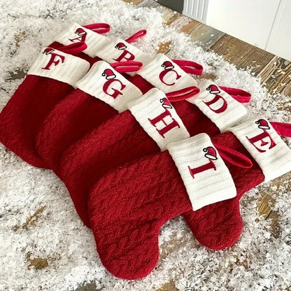 Letters Christmas Stocking New Knitting Christmas Tree Pendant Decorations For 2025 Xmas Gift Snowflake Alphabet Christmas Socks