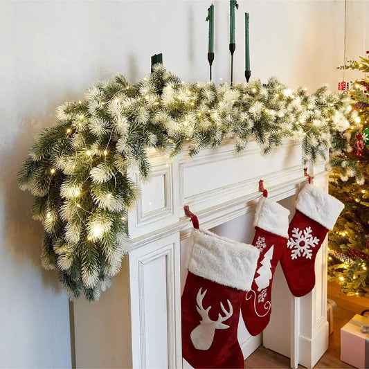 Christmas Garland Artificial Pine Needles Rattan Green Plants Hanging Ornament For Fireplace Staircase Xmas New Year Decor 2025