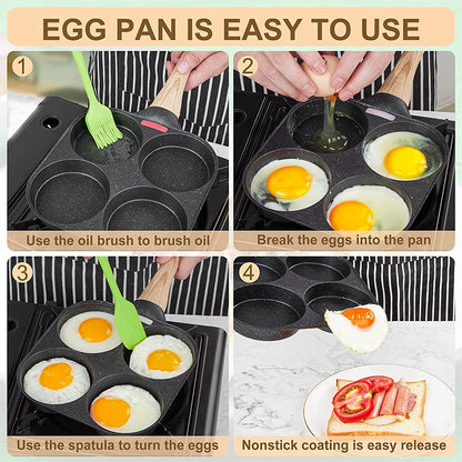 LMETJMA Egg Frying Pan Nonstick Pancake Pans 4-Cups Cookware Pancake Pan Egg Pan Suitable for Gas Stove Induction Cooker JT87