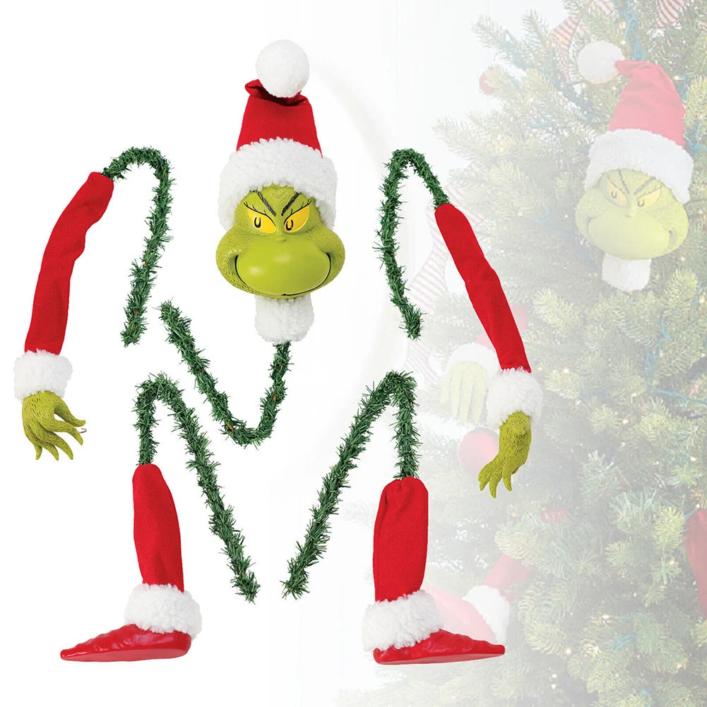 5PCS Arm Leg Head Ornaments Holder Head/Arms and Leg Grinch Stole Stuffed Stuck Topper Garland Ornament Xmas Elf Body Tree Decor