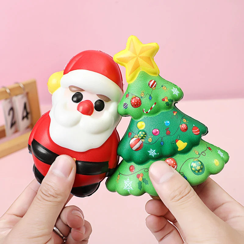 Christmas PU Squishy Anti Stress Reliever Toy Santa Claus Reindeer Snowman Sensory Slow Rebound Doll 2024 Xmas Party Decor Favor