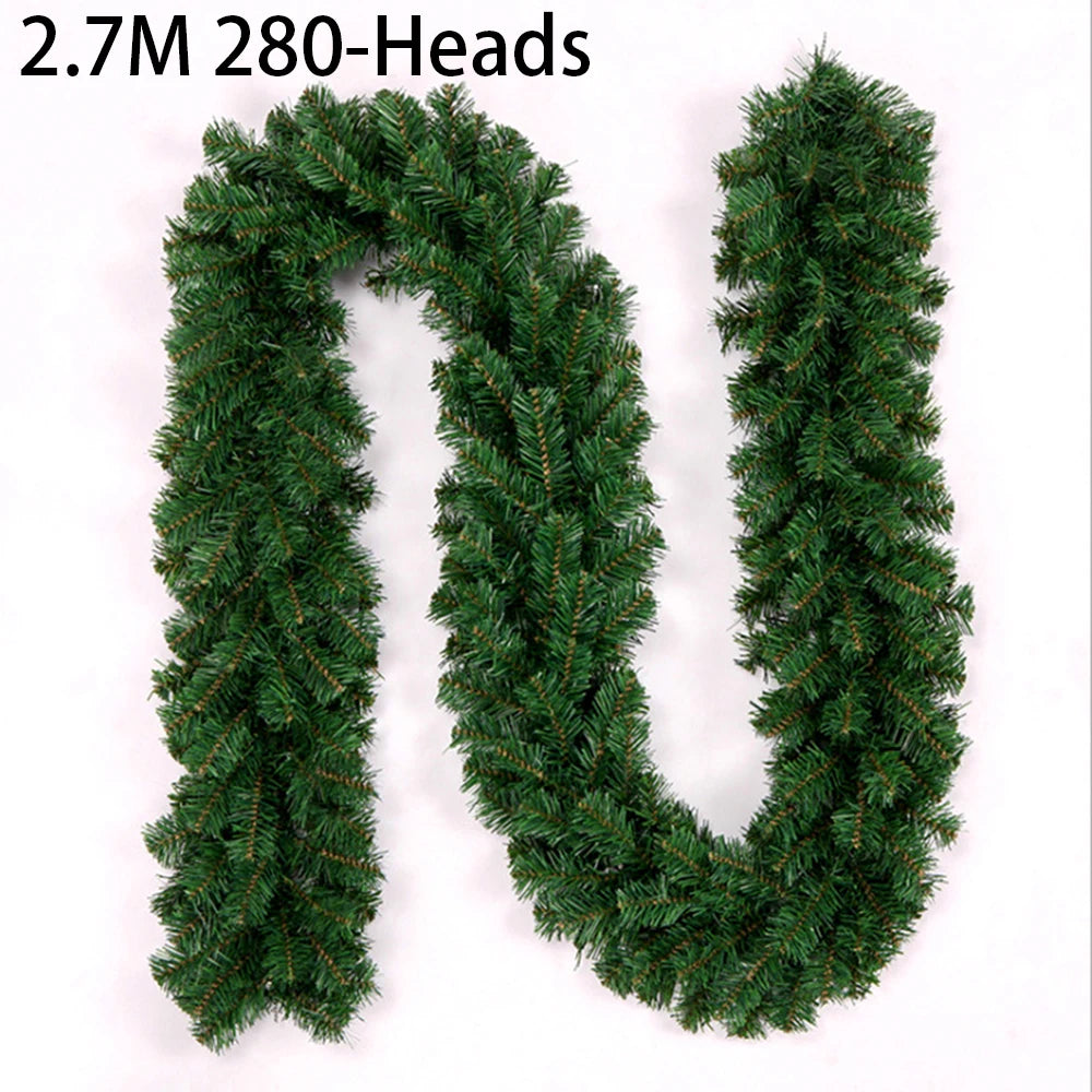 270cm Artificial Fir Wreath Christmas Artificial Green Garland Wreath Xmas Home Party Christmas Decoration Pine Tree Rattan