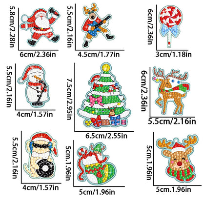 24Pcs Vintage Diamond Painting Keychains Double Sided Diamond Key Chain Kit DIY Diamond Art Vintage Santa Claus Reindeer Snowman