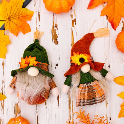 Fall Gnome Pumpkin Maple Sunflower Harvest Autumn Elf Dwarf Plush Faceless Dolls Ornaments for Home Christmas Thanksgiving Decor