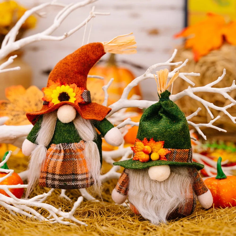 Fall Gnome Pumpkin Maple Sunflower Harvest Autumn Elf Dwarf Plush Faceless Dolls Ornaments for Home Christmas Thanksgiving Decor