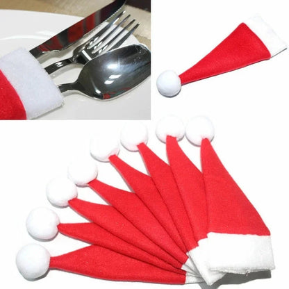 Christmas Hats 5/10Pcs Mini Lollipop Santa Claus Hats Bottle Cap Christmas Decorations For Home Dinner Party Table Candy Holder