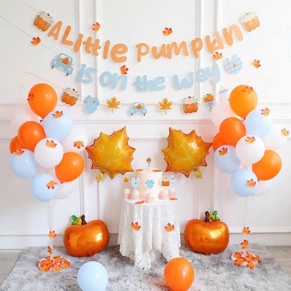 Thanksgiving Decoration Baby Pumpkin Car Autumn Pull Flag Maple Balloon newborns decor 2024 Baby Shower Birthday Party Decoratio