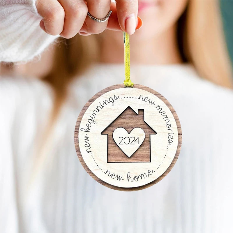 YOMDID Home Ornament 2024 First Christmas Ornament Wooden Housewarming Gifts For New House Wedding Gifts With House Is Wrapped