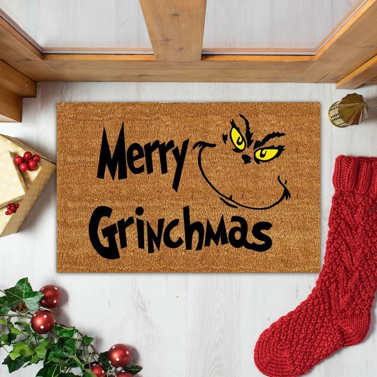 Xmas Welcome Christmas Mat Non-Slip And Washable Doormat Decoration Door Mat Entrance Rugs 40x60 cm/15.7x23.6 inches