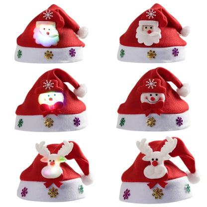 Christmas Hats New Year Santa Claus  Snowman ElK Cap For Kindergarten Home Party  Adult Xmas Gift Decoration