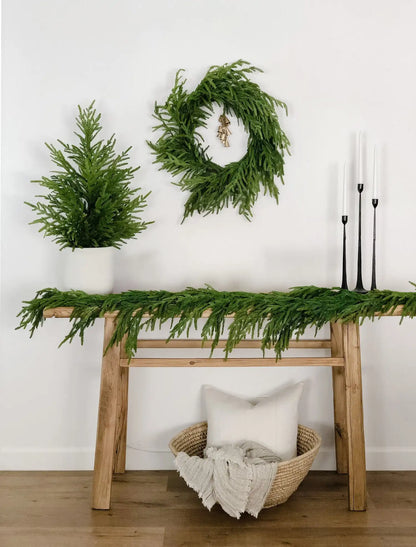 6/9 Ft Christmas Norfolk Pine Garland Real Touch Artificial Greenery Wreath Bulk for Holiday Fireplace Table  Indoor Home Decor