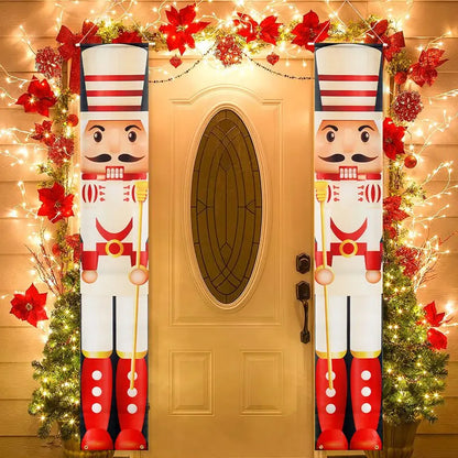 2PCS Nutcracker Soldier Banner Christmas Door Curtain Merry Christmas Decoration for Home 2024 Xmas Navidad Natal New Year Gifts