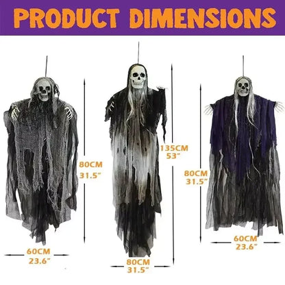 Hanging Halloween SkeletonGhosts Decorations Grim Reapers for Halloween Outdoor  Halloween Sound Control Light Up Ghost