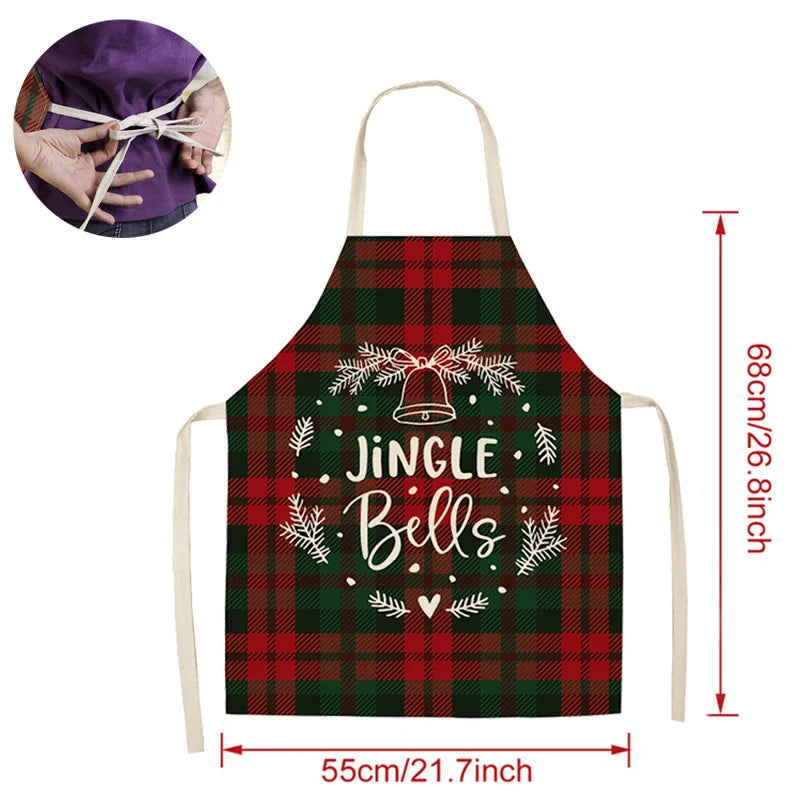 Linen Merry Christmas Apron Christmas Decorations for Home Kitchen Accessories 2024 Christmas Natal Navidad 2025 New Year Gifts