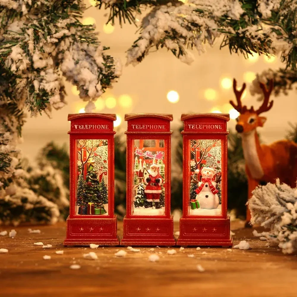 Christmas Phone Booth Light Christmas Tree Ornaments Home Decoration Xmas Gifts Lights