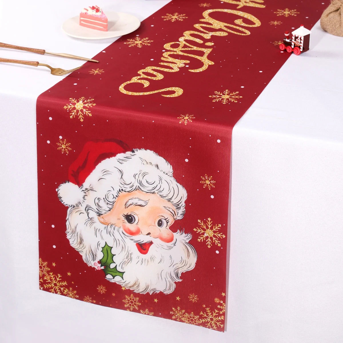 Santa Claus Christmas Table Runner Christmas Decorations For Home 2024 Xmas Table Flag Navidad Noel Gifts New Year Tablecloth