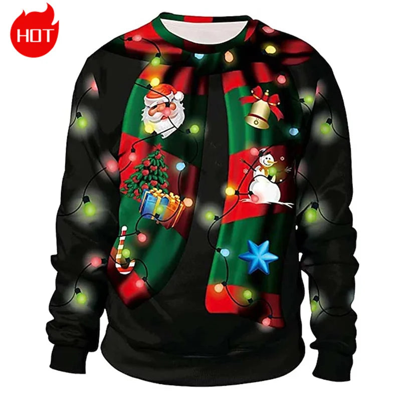 3D Printing Gingerbread Man Sweatshirts Vintage Happy Christmas Graphic Round Neck Hoodie Fashion Ugly Christmas Sweatshirt Tops