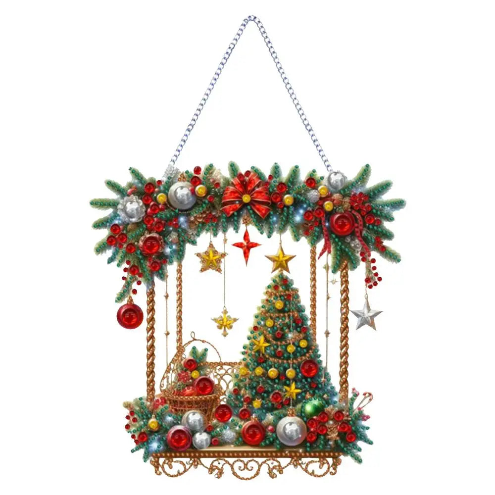 Christmas Hanging Ornaments Acrylic Double Sided Beautiful Pattern Car door wall Pendant Prayer Pendant Xmas Tree Decorations