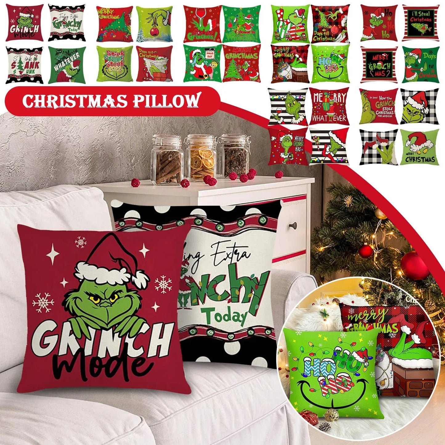 4pcs Pillow Covers for Christmas Decoration Home Decor Pillowcase No Filler 45x45cm Winter Holiday Cushion Cover Sofa Decor