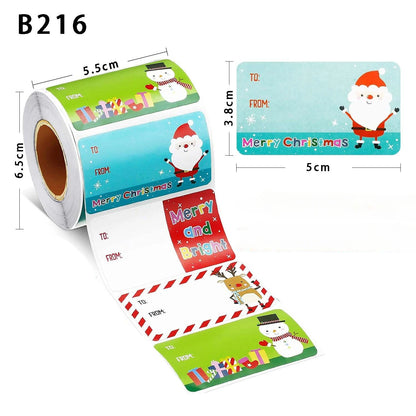 500-400 Stickers/roll Christmas Labels Santa Claus Snowman Reindeer Stickers Self-adhesive Labels Christmas Gift Decorations