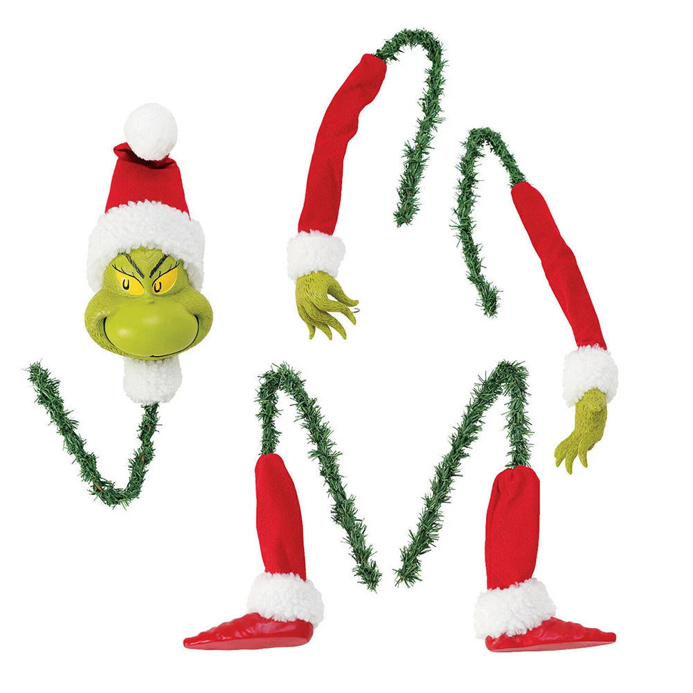 5PCS Arm Leg Head Ornaments Holder Head/Arms and Leg Grinch Stole Stuffed Stuck Topper Garland Ornament Xmas Elf Body Tree Decor