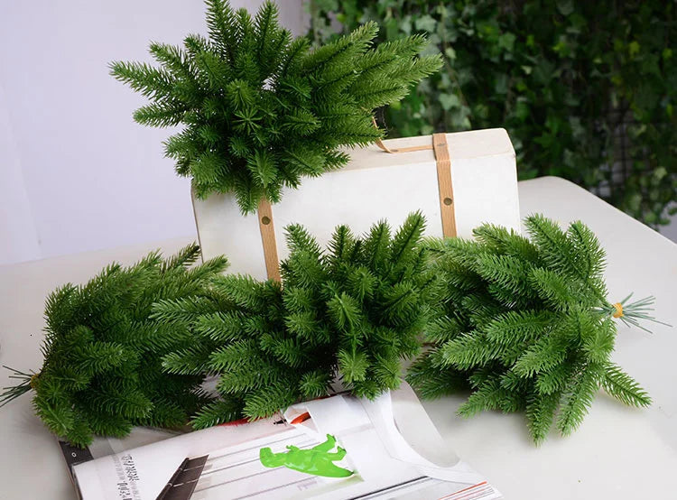 Christmas Artificial Pine Branches Xmas Ball for Christmas DIY Wreath/Door Hanging Decorations Navidad DIY Tree Decor Supplies